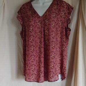 Chic Floral V-Neck Blouse - Dusty Rose